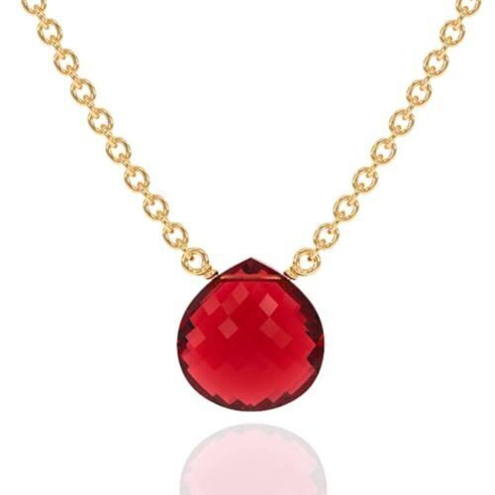9084 Garnet Necklace , Premium Gold Heart Necklaces - Tarnish Free 18K Gold